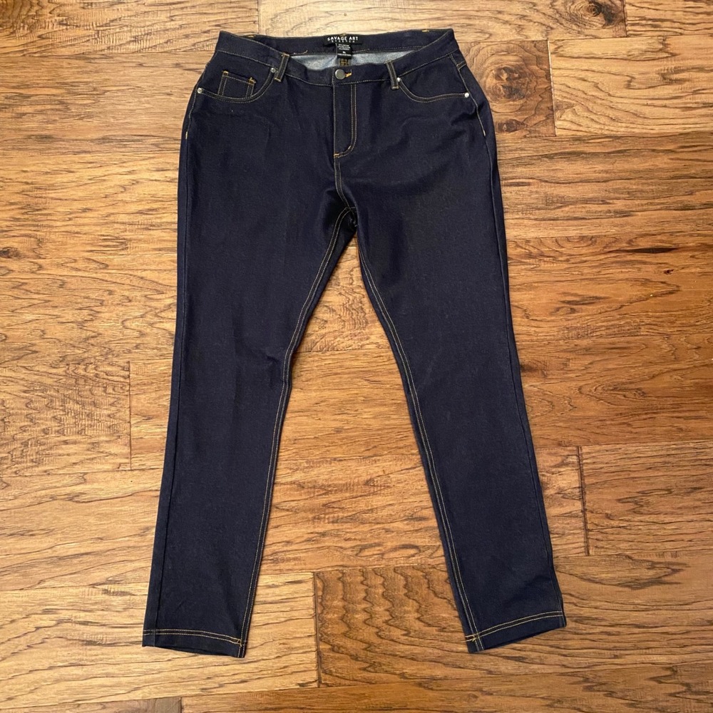 Savage Art Stretch Jeans Women XL Blue Dark Wash Slim Leg Denim Pants
